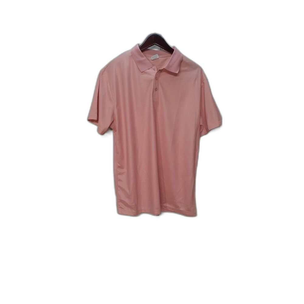 Men's Pink  Polo Shirt Short Sleeve Collared Casual Shirt Size L New #514